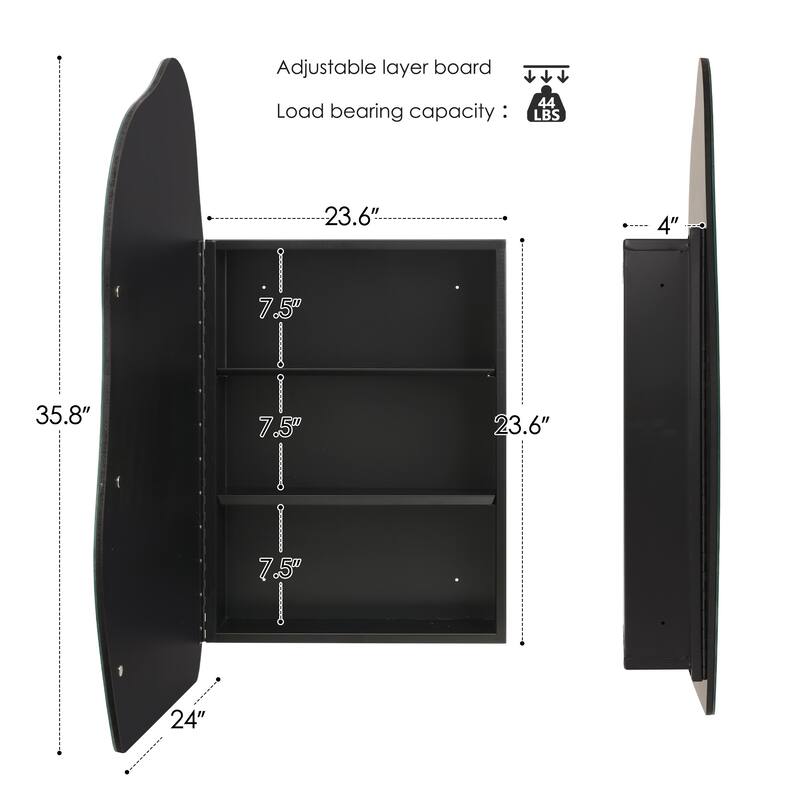 36" H x 24"W Framed Medicine with Mirror and Shelves Bed Bath
